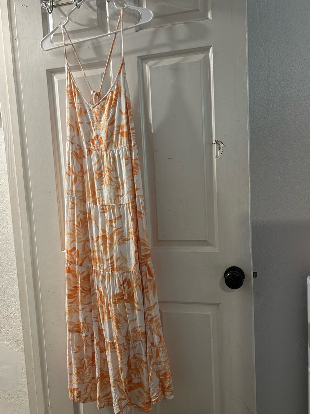 Abercrombie & Fitch White Maxi Dress with Orange Floral Print